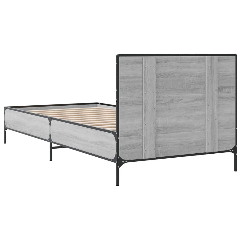Giroletto-Struttura Letto Grigio Sonoma 90x200 cm Legno Multistrato e Metallo 358515