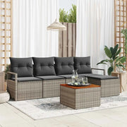 Set Divano da Giardino con cuscino 6 pcs Grigio polyrattan