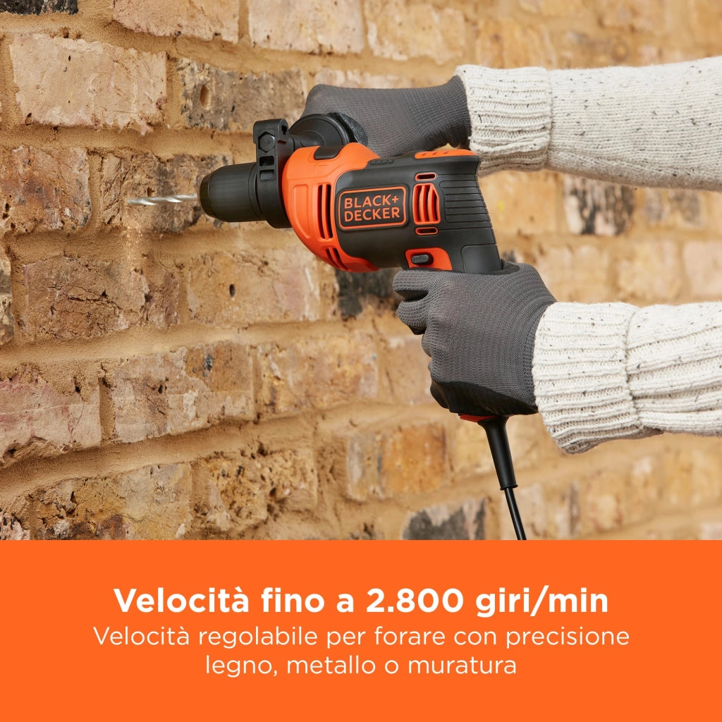 Trapano a Percussione Black Decker BEH710K Qs 710 w