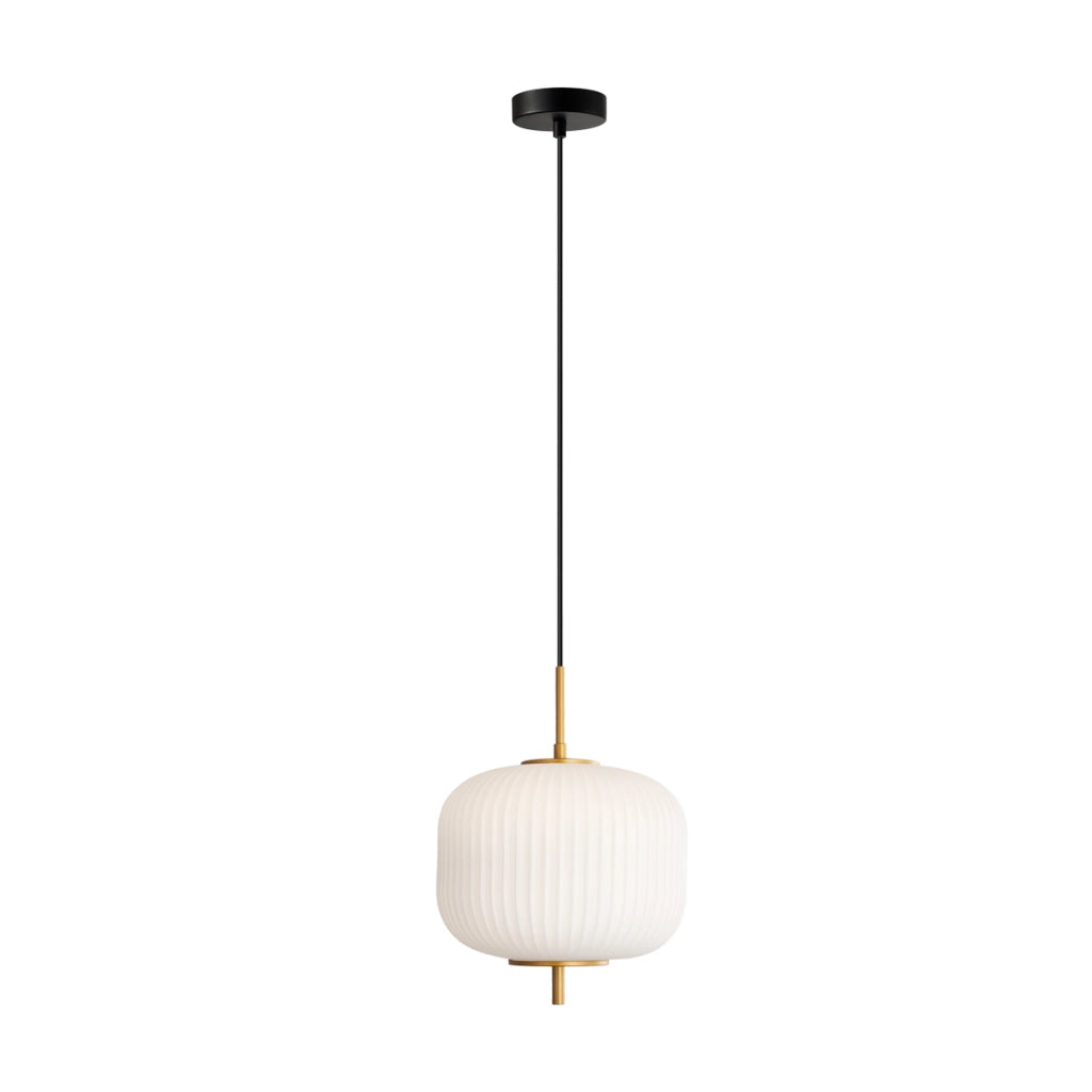 Lampada a sospensione Olmeto Italux oro/nera opale E27