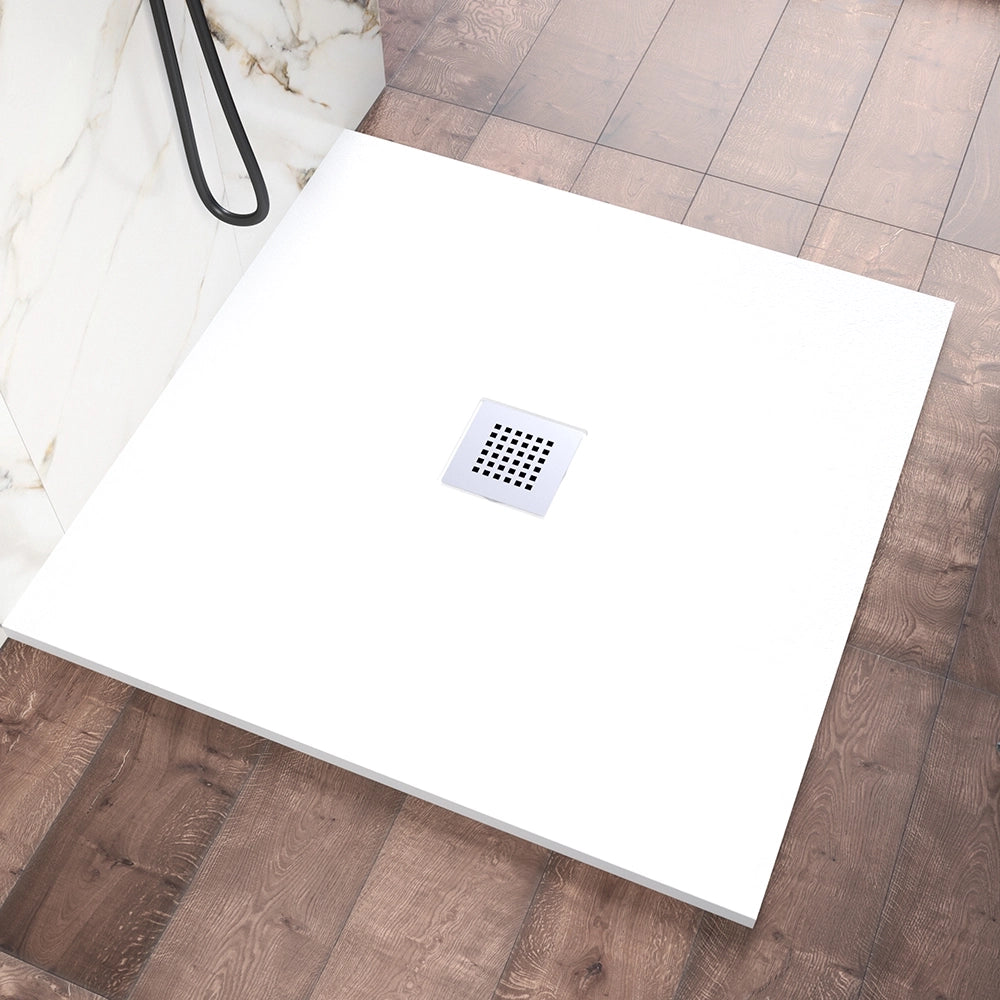 Piatto doccia 90x90cm in marmoresina bianco effetto pietra | Kos