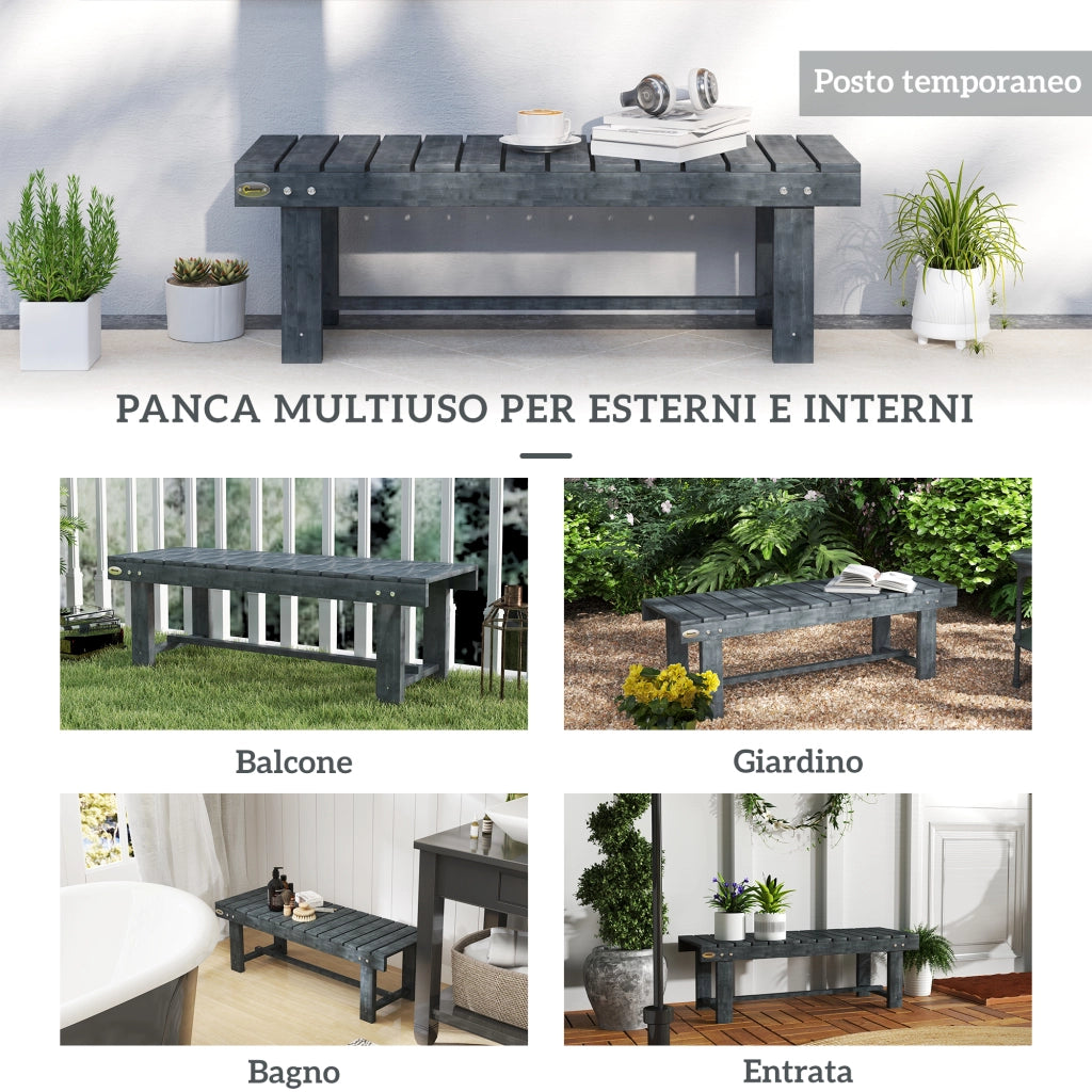Panchina da Giardino 2 Posti ¨C Xylo ¨C Legno Abete Grigio 110x38x35cm