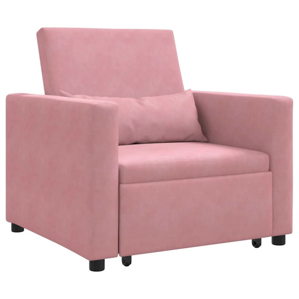 Divano letto | Sof¨¤ letto | Letto singolo estraibile singolo con ruote Rosa chiaro Velluto