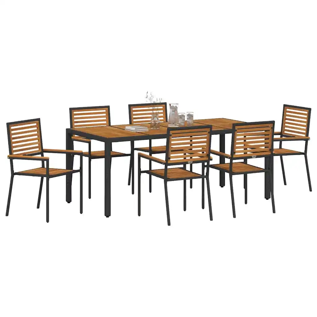Set da Pranzo per Giardino 7 pcs Nero e Marrone polyrattan 3365442