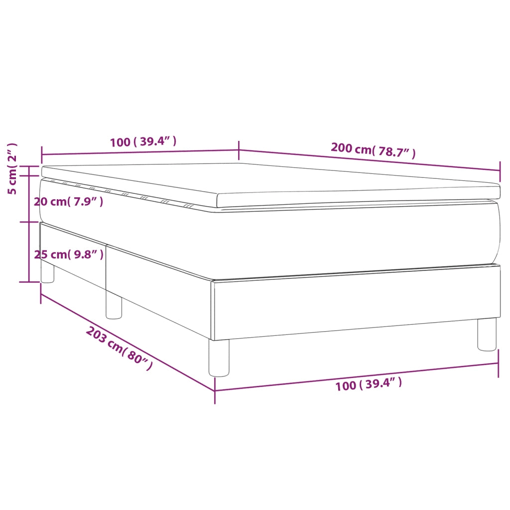 Letto singolo | Letto per adulti | Giroletto a Molle con Materasso Crema 100x200 cm in Tessuto