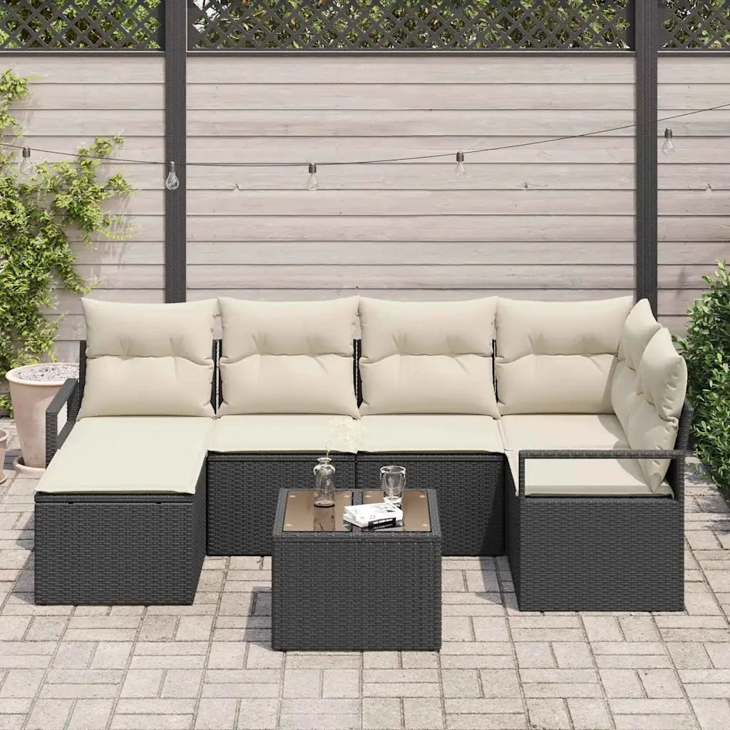 Set di divani 7 pcs Nero polyrattan