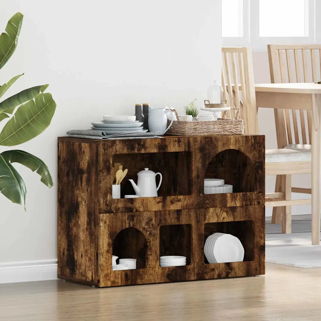 Credenza Rovere fumé 80.5 x 35 x 59 cm Legno multistrato 891329