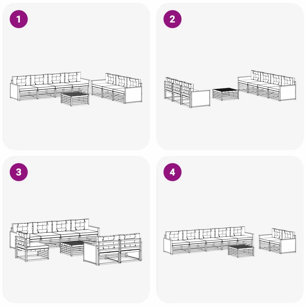 Set di divani da esterno 8 pcs Naturale e Crema 79 x 79 x 37 cm 3383103