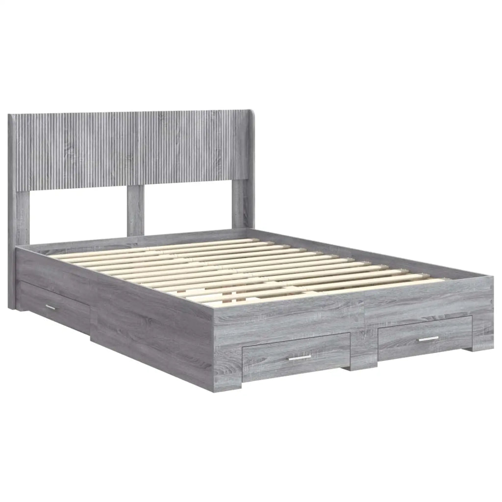 Struttura del letto con stoccaggio e testata Sonoma grigio 3414496