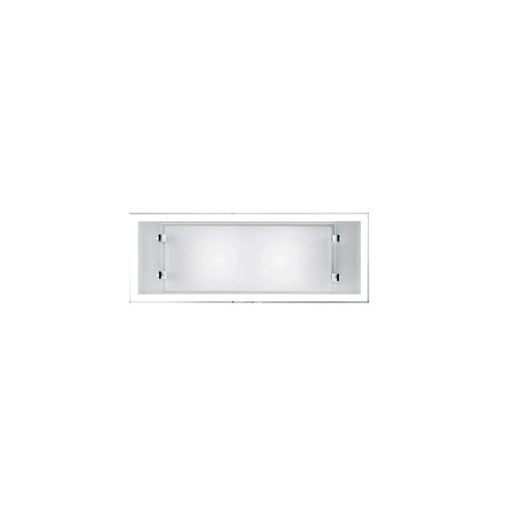 Applique Rettangolare Contemporanea Frame Vetro Bianco 2 Luci E27