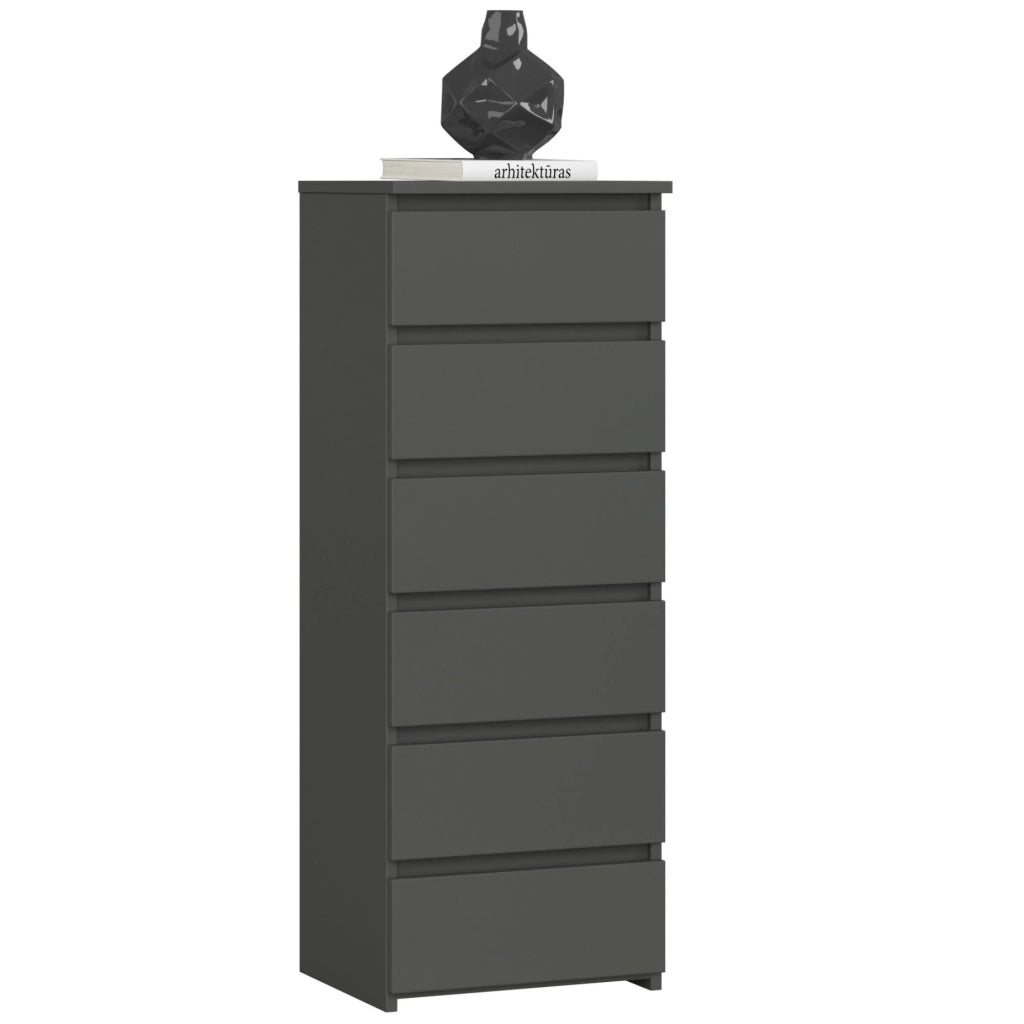 Cassettiera AKORD CL6 Cassettiera Grigia Grafite 40 cm 6 cassetti 40x35x109 cm