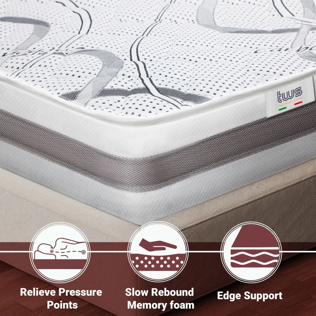 Materasso in Memory Foam Matrimoniale Francese 135x210 Altezza 22 cm | Rigidità media/alta | Tessuto Anallergico e Traspirante | Proprieta' Ortopediche Automodellanti | Prodotto in Italia