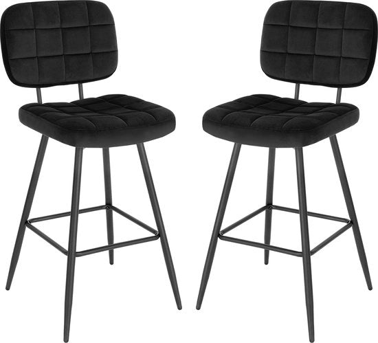Set di 2 poltrone in velluto per ufficio, sala da pranzo e bar - Nero - 45x45x98 cm
