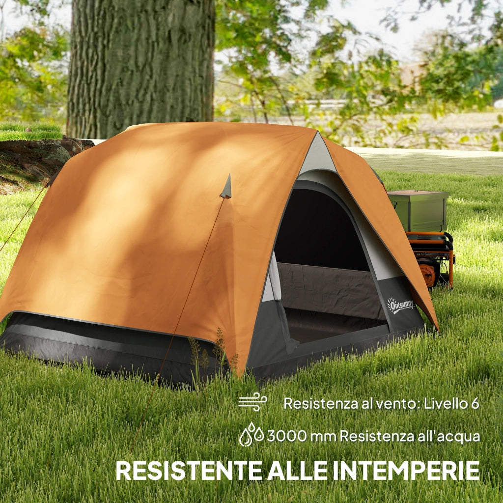 Tenda da Campeggio-Tenda per Escursionismo  per 3 Persone Impermeabile con Tasca, Gancio per Lanterna e Borsa, 2x2x1.35m, Arancione