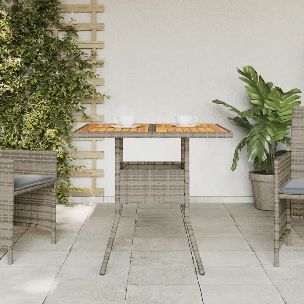 Tavolo Giardino Piano Legno Acacia Grigio 80x80x75cm Polyrattan 365520