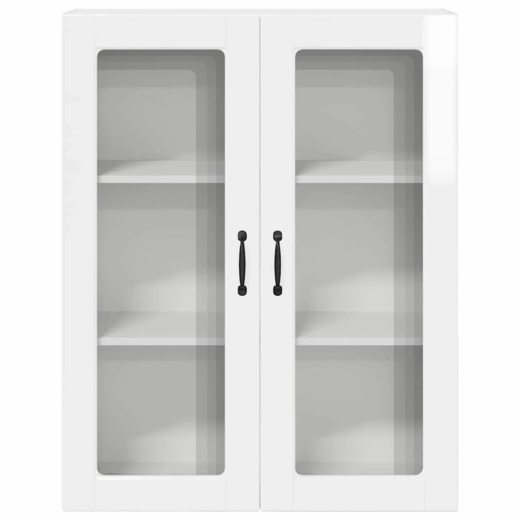 Pensile da cucina | Mobile in vetro da parete PORTO Bianco Lucido 80 x 31 x 100 cm