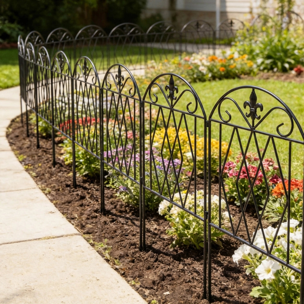Set 4 recinzioni giardino metalliche ¨C Minimal ¨C nero 125x56 cm