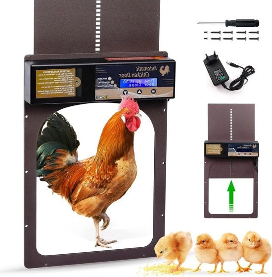 Deuropener automatico con display LED timer per pollaio - porta elettrica