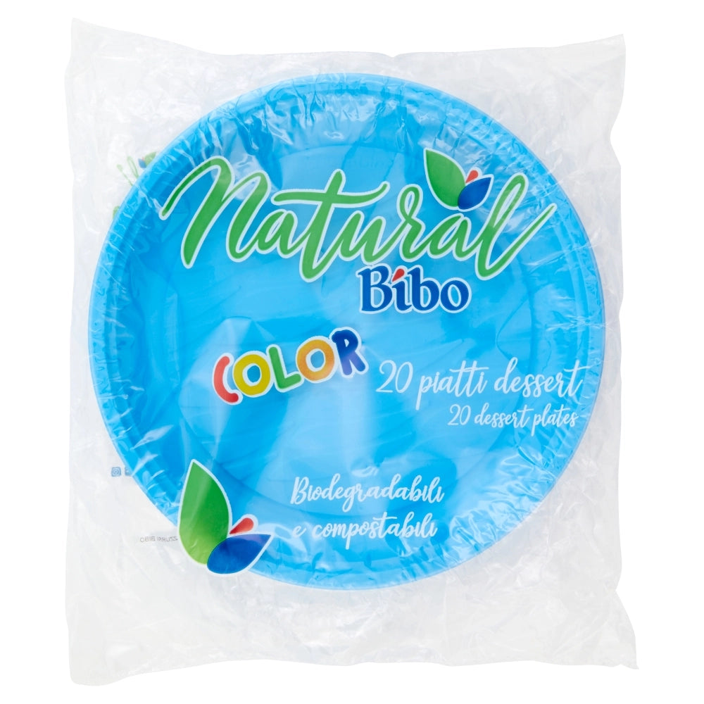 MAURY'S BIOPLASTIC PIATTI DESSERT DIAMETRO 17 CM 20 PEZZI IN COLORAZIONE AZZURRA