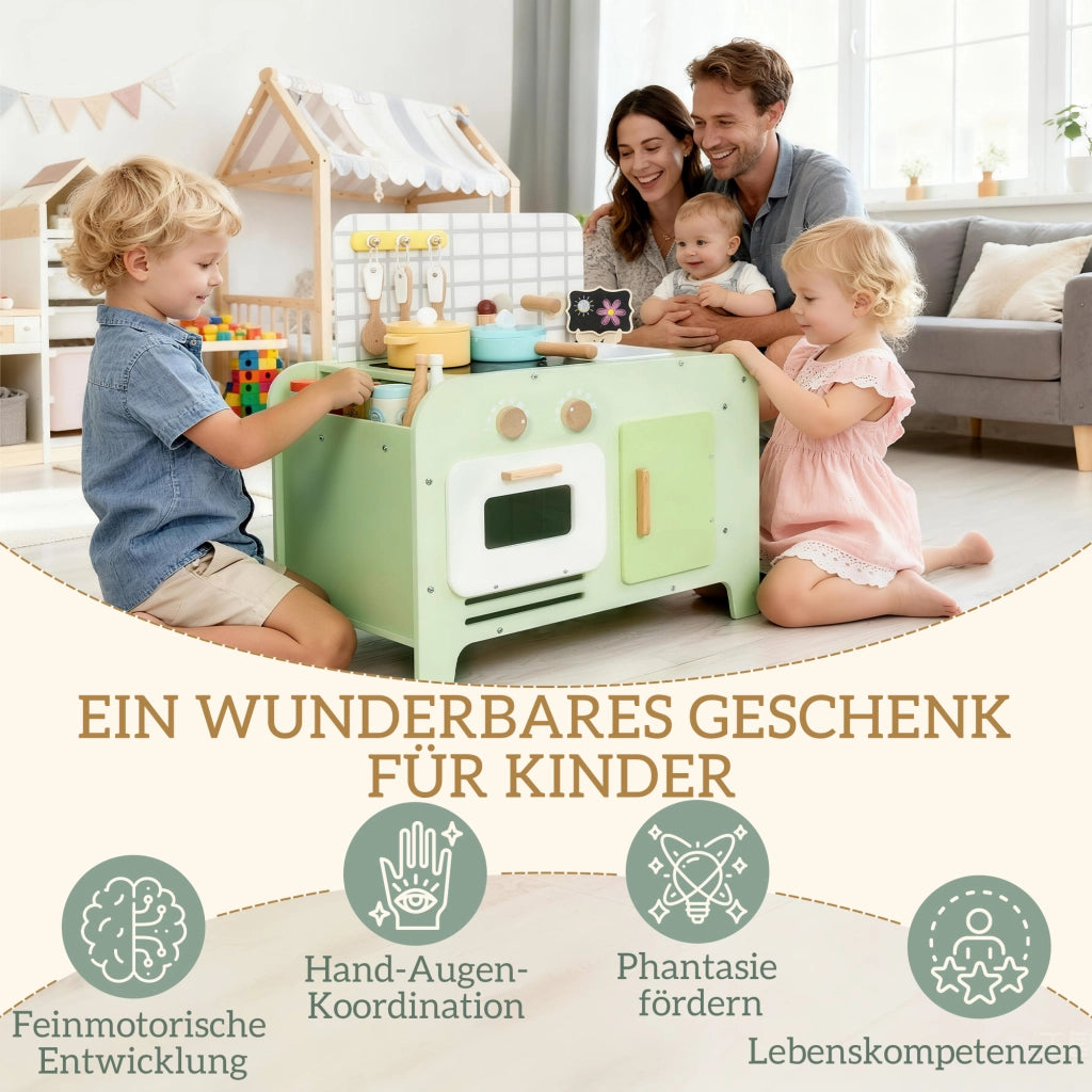 Cucina Giocattolo per Bambini ¨C Minimal ¨C MDF, Verde, 40 cm