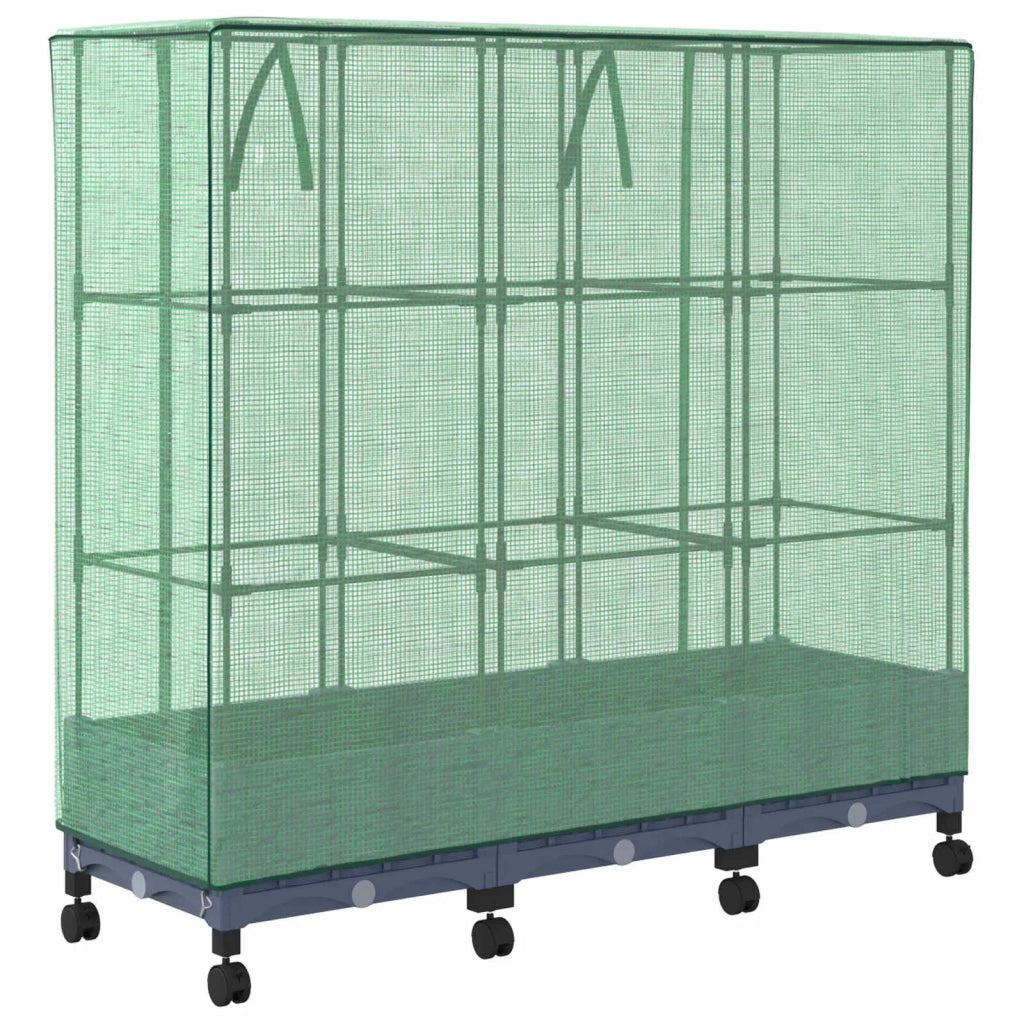 Vaso da Giardino con Copertura per Serra e Ruote 3 pz PP 3423063