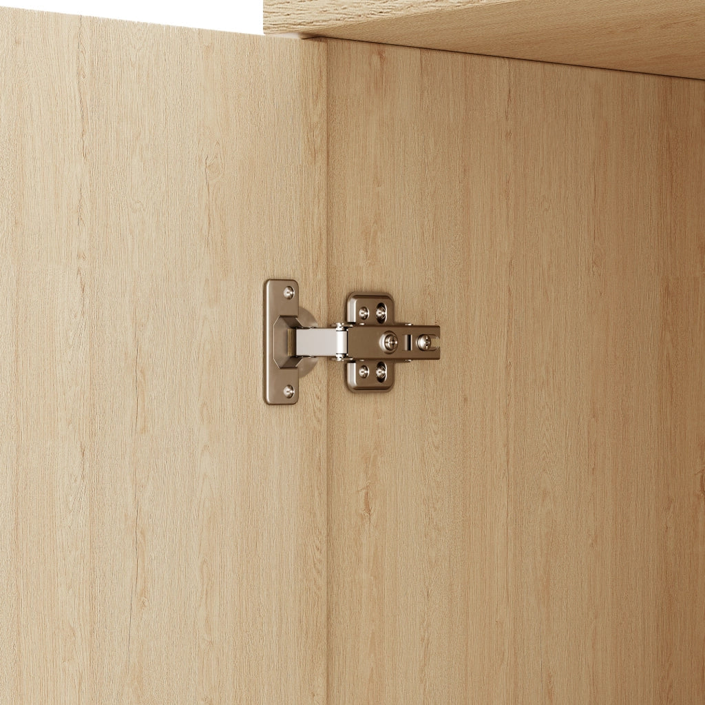 Sideboard a 2 ante con frontale scanalato; 80x40x80 cm; in MDF effetto rovere