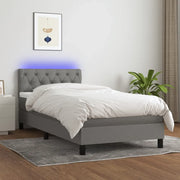Letto a Molle Materasso e LED-Struttura Letto con Materasso Grigio Scuro 80x200 cm in Tessuto 941330