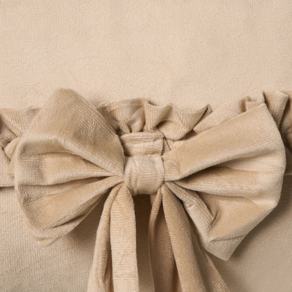 Set di 2 cuscini decorativi in velluto beige con motivo a fiocco 50 x 30 cm Accessorio decorativo