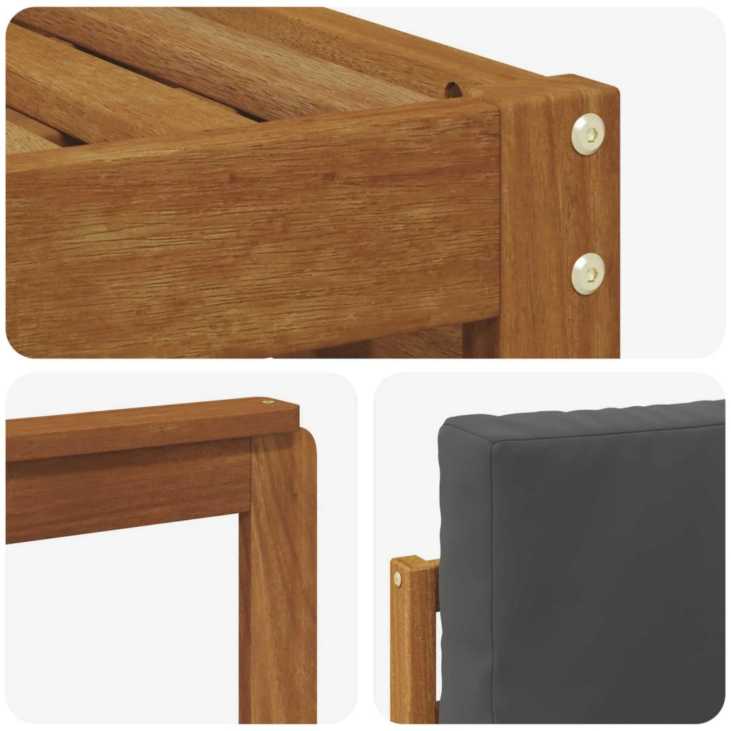 Set divani 5 pcs Naturale e Antracite Legno di Acacia Massello 3374637