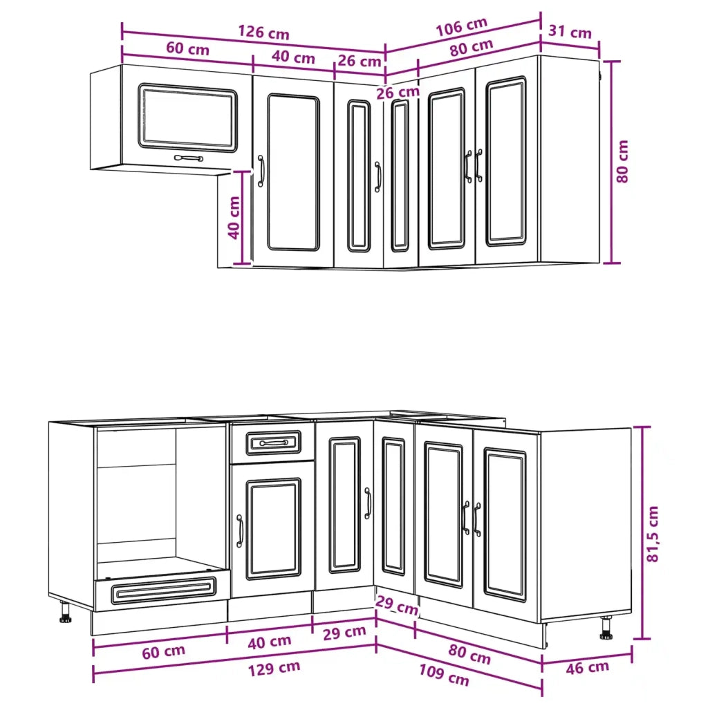 Unità Cucina KALMAR 8 pcs Legno antico Legno ingegnerizzato 3438379