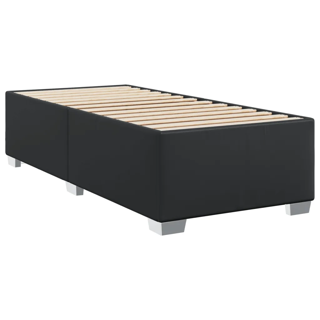 Letto singolo | Letto per adulti | Giroletto a Molle con Materasso Nero 80x200 cm in Similpelle