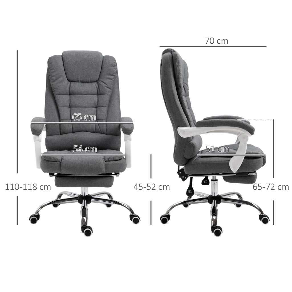 Sedia da ufficio ergonomica con poggiapiedi pieghevole, regolabile in altezza e inclinazione, in metallo grigio per il massimo comfort nell'ufficio