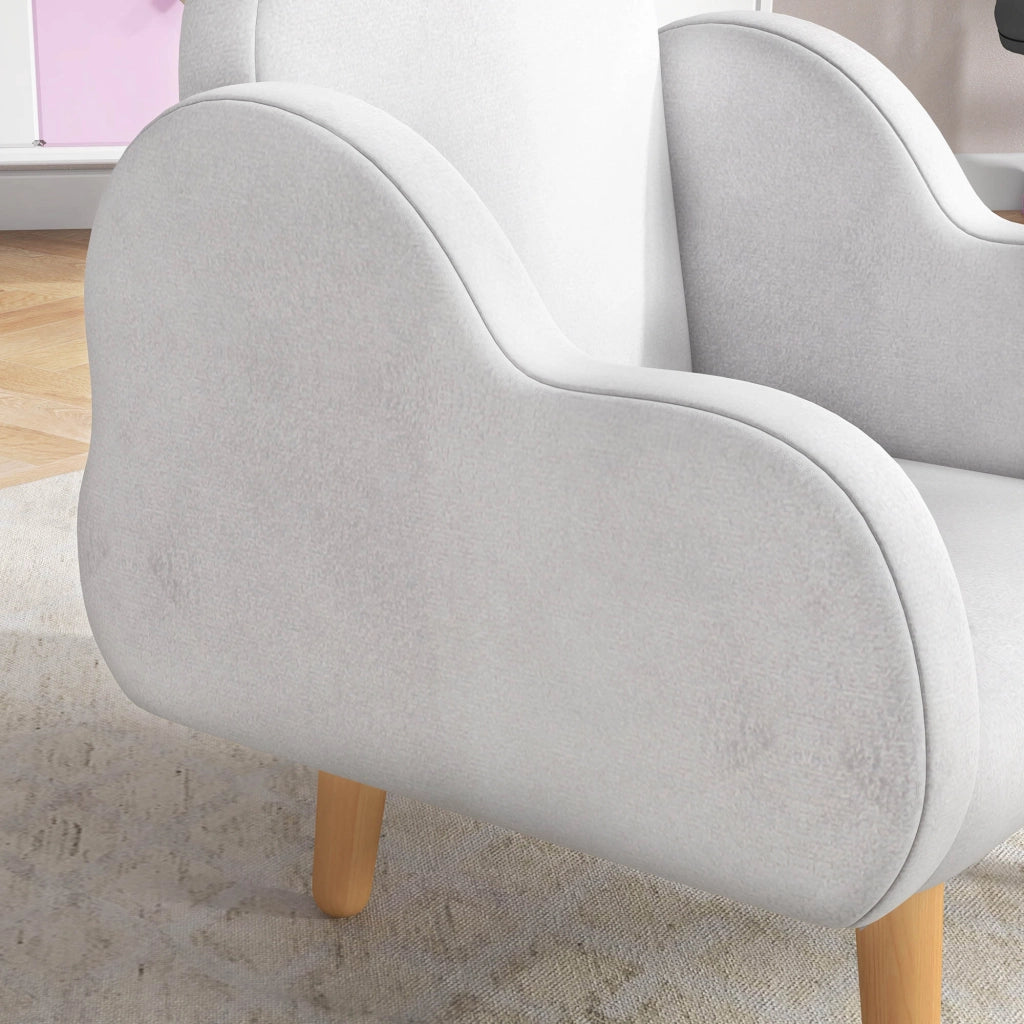 Poltrona bambini scandinava con braccioli nuvola in tessuto bianco ¨C zephmum ¨C 46x51x55 cm