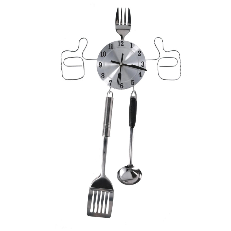 Orologio metallo posate argento cm 58x33,5x4