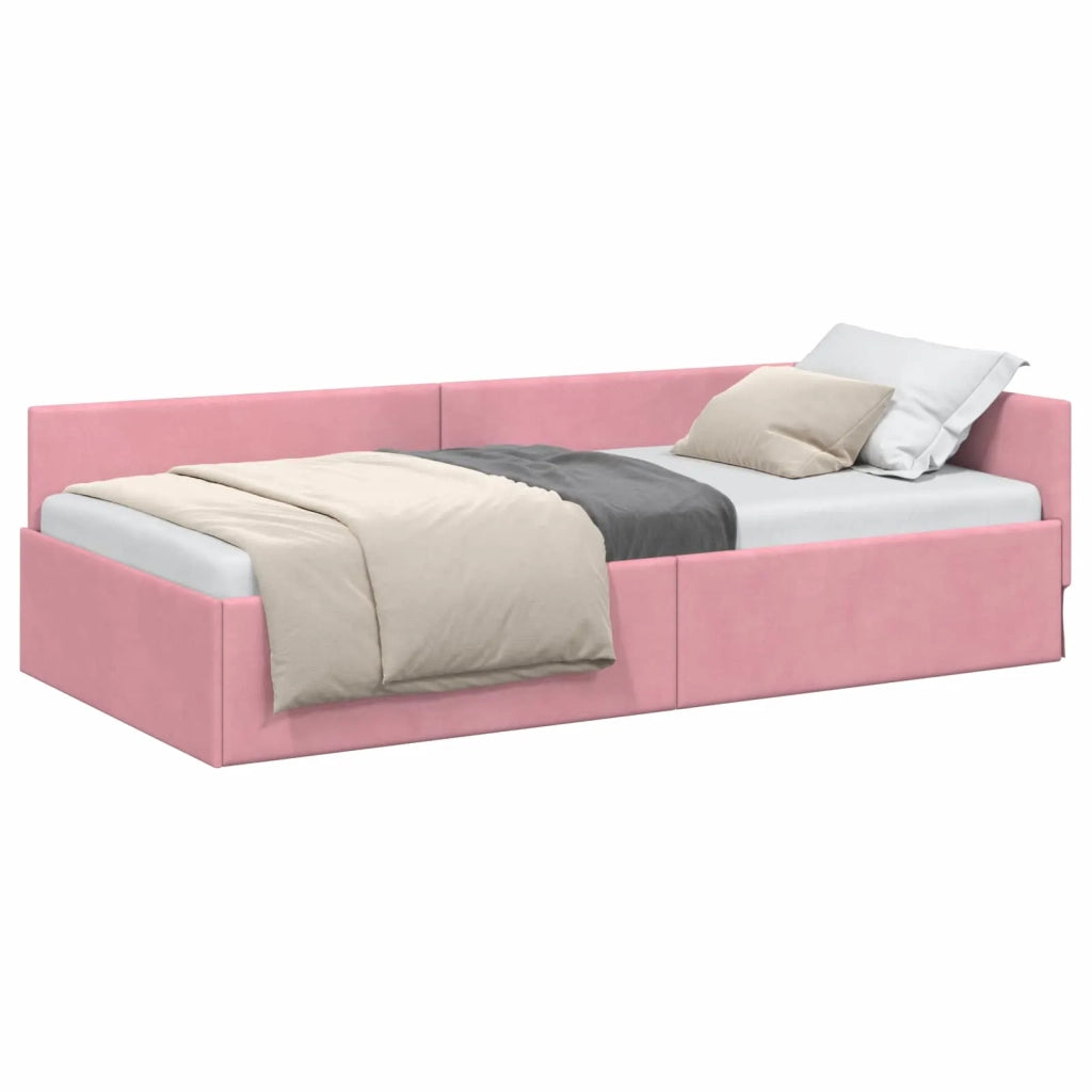 Cornice del letto ad angolo Rosa 90 cm x 200 cm Velluto 42016084