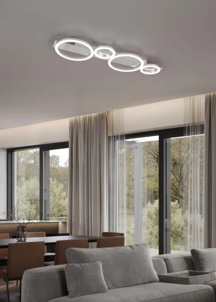 Plafoniera LED, metallo, cromato, L 72 cm, Lumos