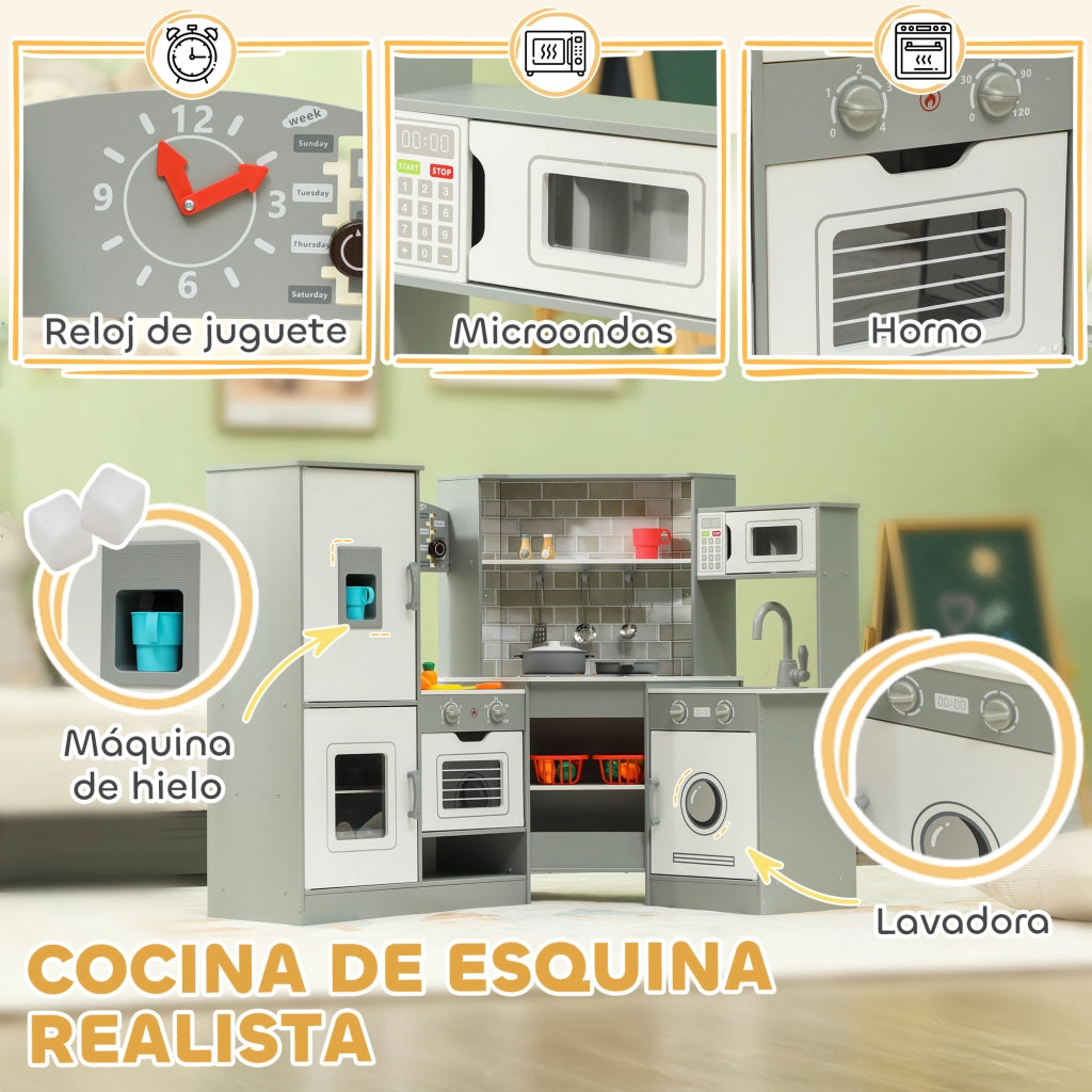 Casetta da Cucina Gioco Bambini con Accessori ¨C Zephmum ¨C Grigio