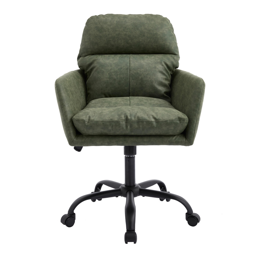 Sedia da Ufficio ¨C MINIMAL ¨C Ecopelle Nera, Altezza Regolabile, Verde