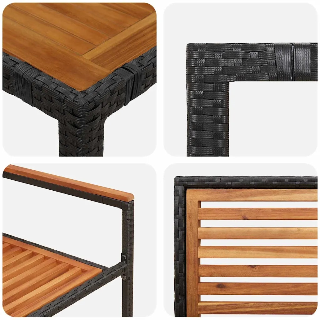 Set da Pranzo per Giardino 7 pcs Nero e Marrone polyrattan 3365442