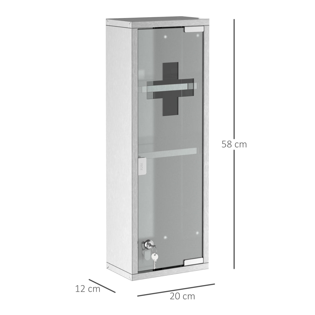 Armadio Farmacia ¨C zephmum ¨C Bianco Acciaio Inox 20x12x58 cm