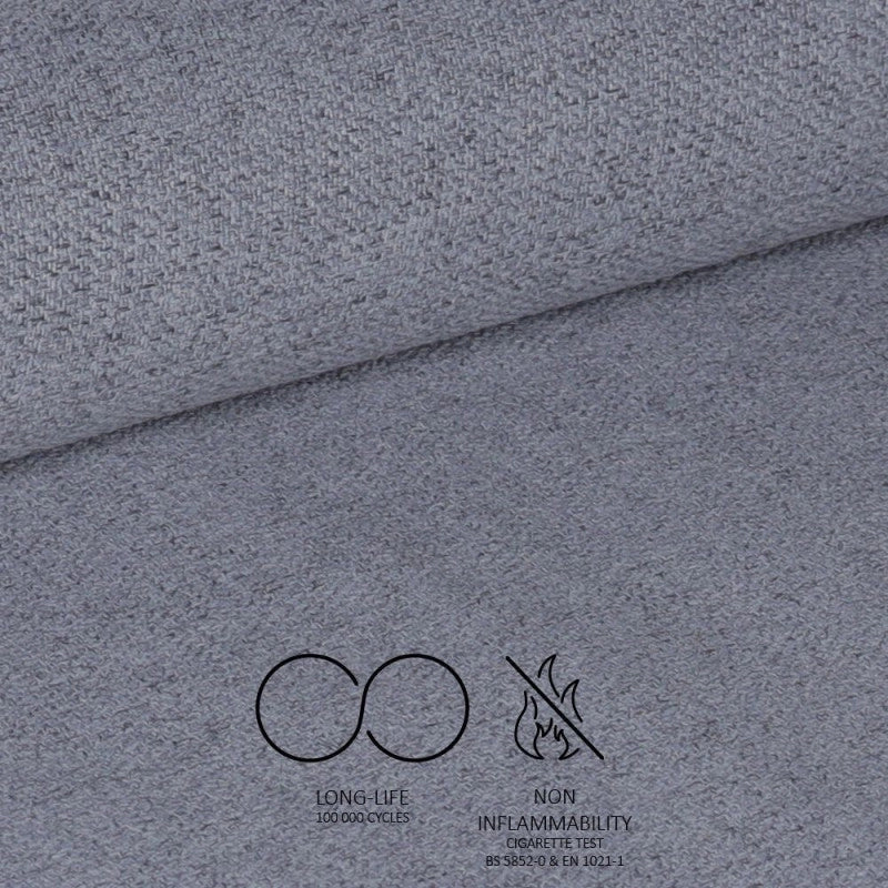 Sedia Vika in tessuto Nordic 15 grigio con piedini neri set 4 pezzi