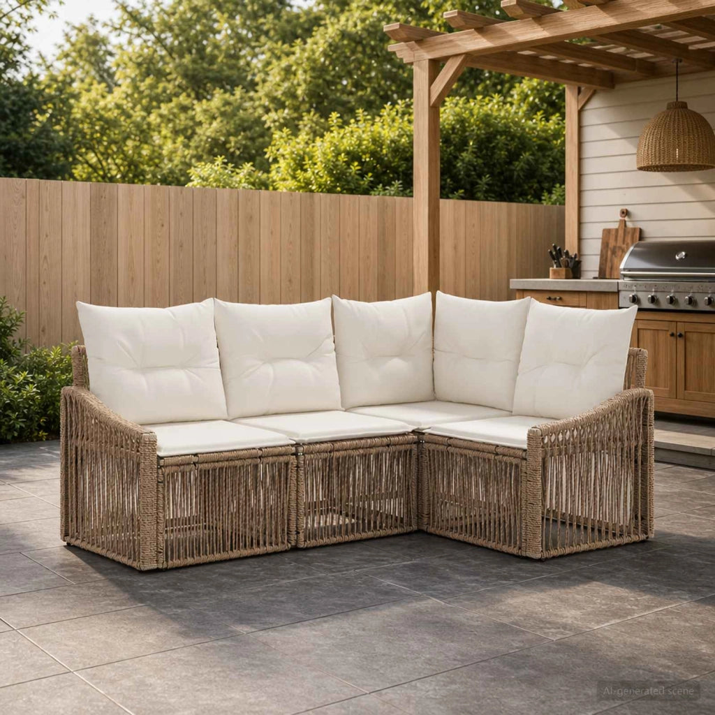 Set Divano da Giardino 4 pz Beige polyrattan 3435999