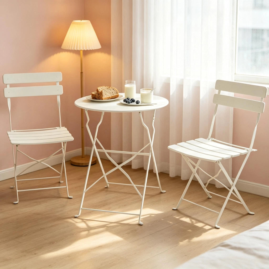 Set di sedute portatili per patio, mobili da giardino pieghevoli, tavolo e sedie da bistrot per esterni, tavolo e sedie da pranzo minimalisti per este
