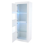 Vetrina con 2 ante e 4 vani con ripiani regolabili in vetro e LED per soggiorno o sala da pranzo 61×42×162 cm
