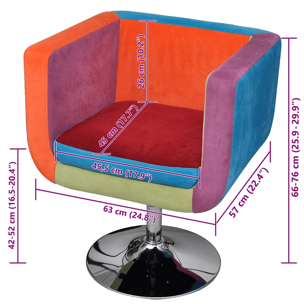 Poltrona a Cubo con Design Patchwork in Tessuto 240813