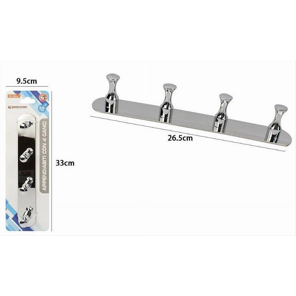 Trade Shop - Appendiabiti Con 4 Ganci Per Accappatoio Bagno Casa A Parete Contemporaneo 59748 -
