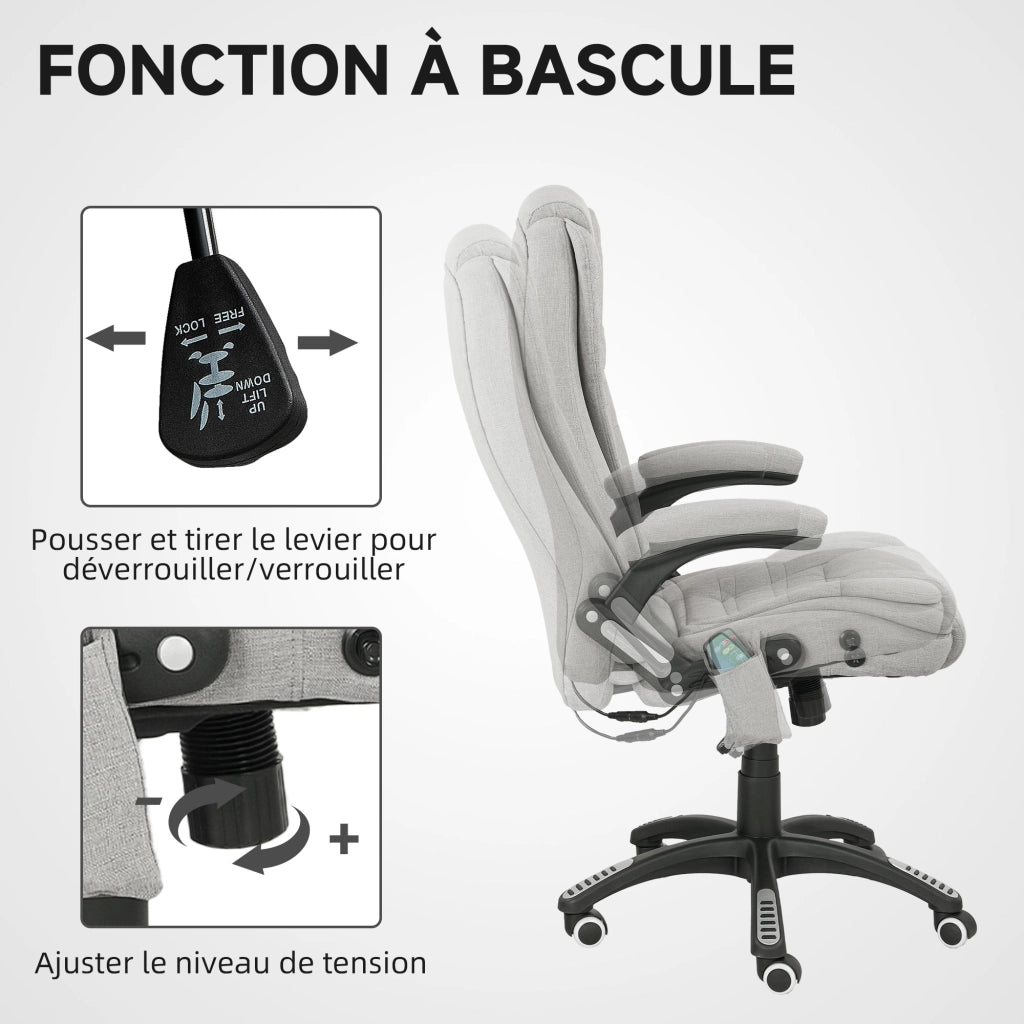 Sedia da ufficio ergonomica con massaggio e riscaldamento ¨C Xylo ¨C schienale reclinabile grigio