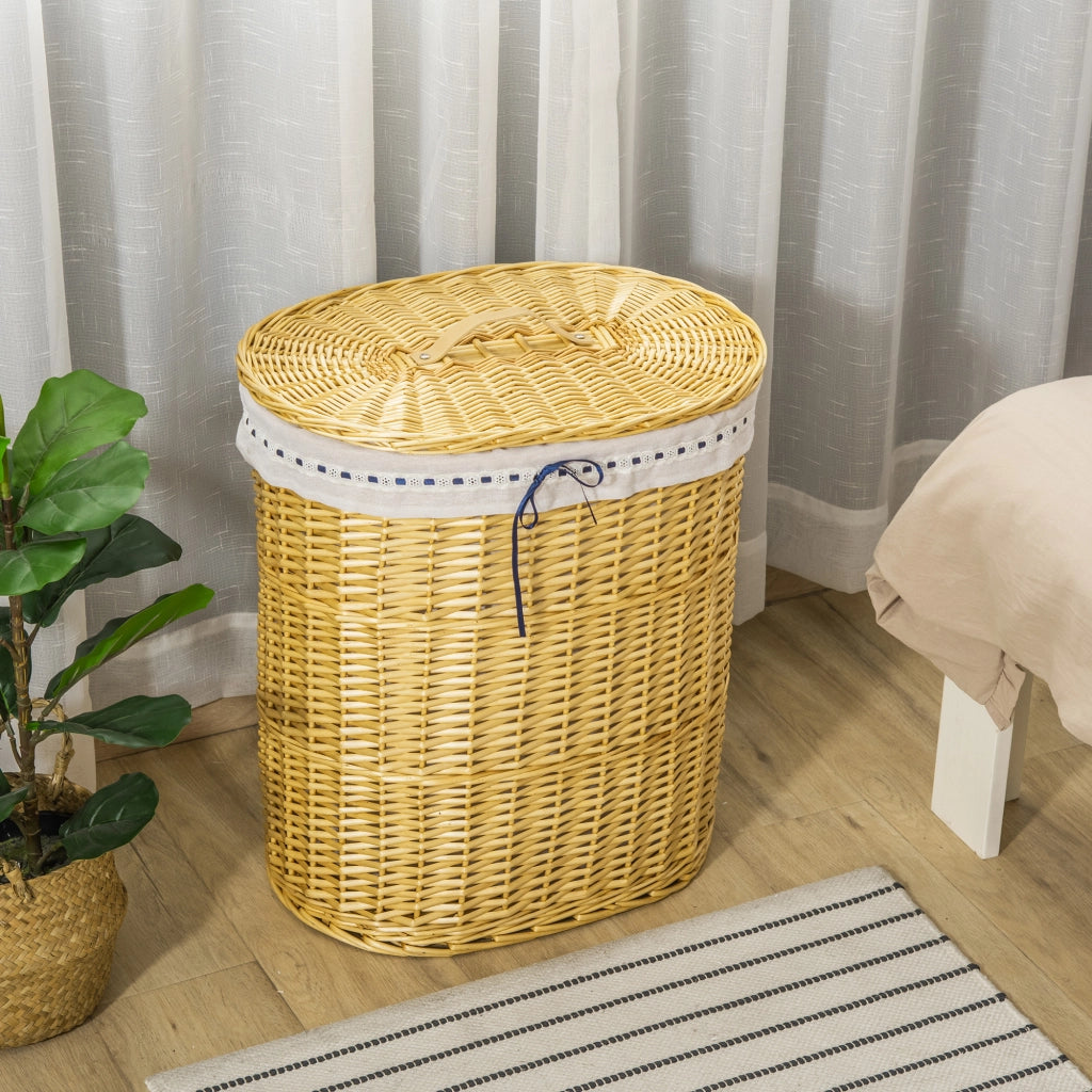 Cesto portabiancheria in vimini con coperchio e manici ¨C Xylo ¨C Naturale con sacco removibile