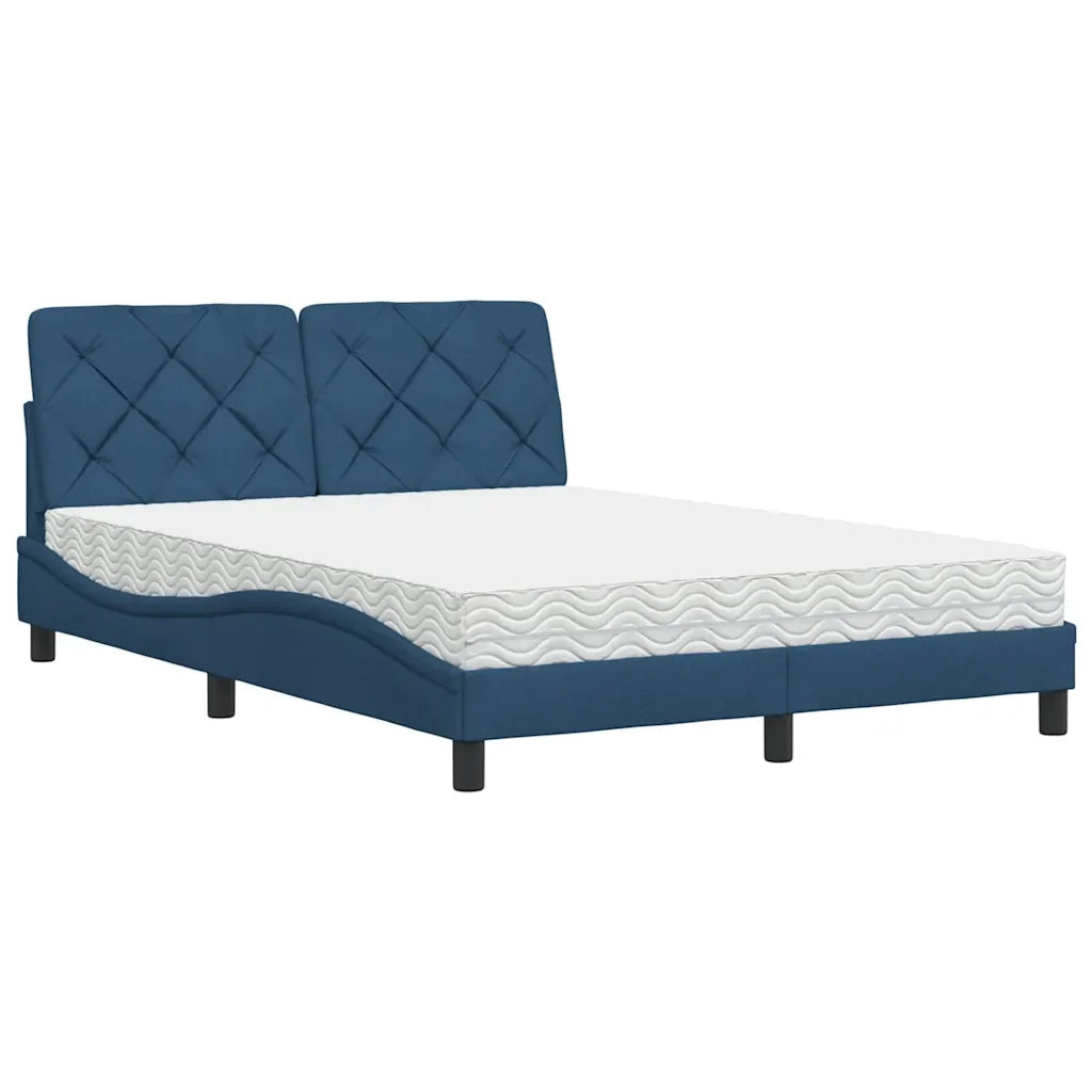 Letto con Materasso Blu 140x200 cm in Tessuto 3310747