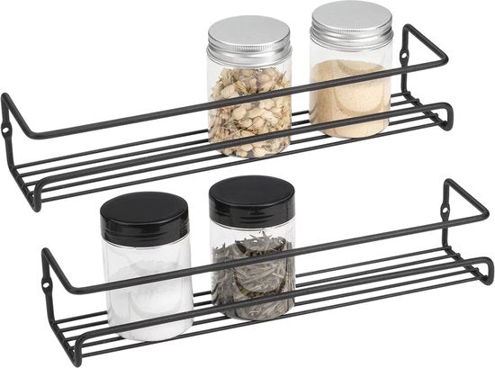Organizzatore per Spezie per Cucina - Pannelli da Parete da Appendere (Set da 2), Organizzatore da Appendere Solido - Nero